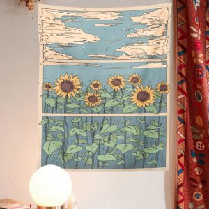 Flower Retro 70s Hippie Tapestry Wall Hanging